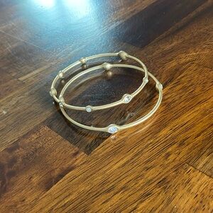Lia Sophia Gold-Tone Bangle Bracelets with Clear Crystals